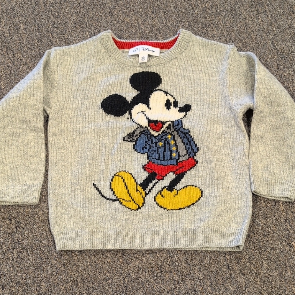 Disney Gray Sweater with Mickey Mouse in Yellow and Red